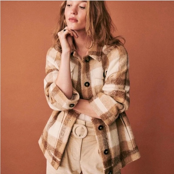 Sezane joe coat blue checks size 36 - Picture 4 of 7